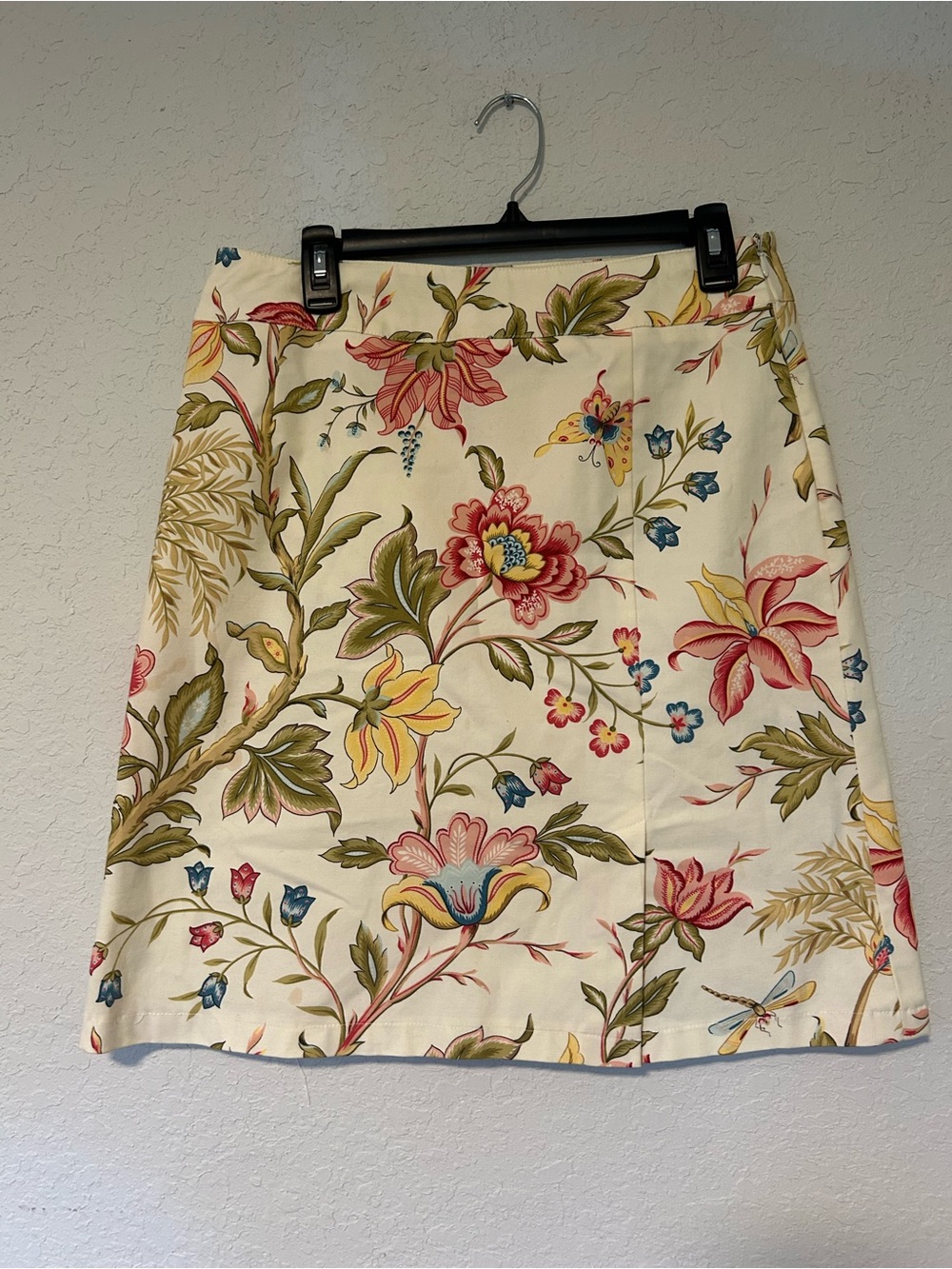 Vintage Talbots Petites Ivory Floral Print Short Skirt Cotton Blend Size 12P - Picture 2 of 9